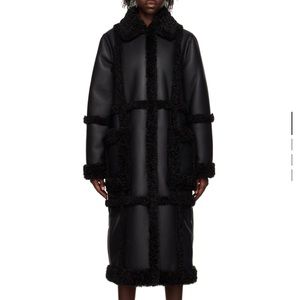 NWT! Stand Studio Faux Leather Shearling Trim Coat